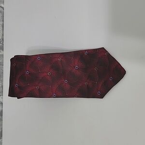 Yves Saint Laurent Neckwear Red Black Floral Tie